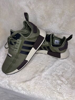 EUC adidas Men’s Olive Green/ Cream NMD Sneakers